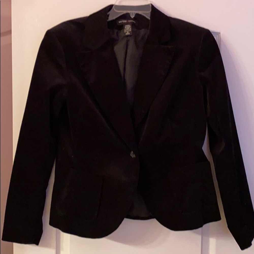 Black stretch cotton velvet blazer